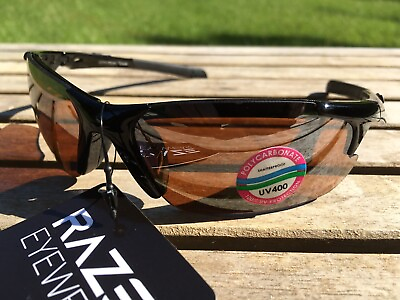 #ad RAZE Eyewear Sunglasses Peak black HD driving lens brown high definition 12111 $17.95