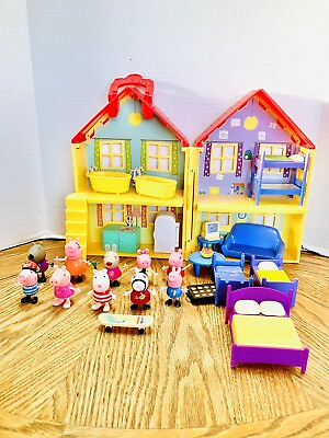 #ad Peppa Pig 2003 Deluxe Fold Carry Playhouse With 10 Figures amp; Furniture $12.00