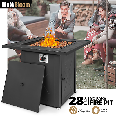 #ad 28quot; Square Propane Gas Fire Pit Table 50000 BTU Outdoor Garden Patio Fireplace $228.99