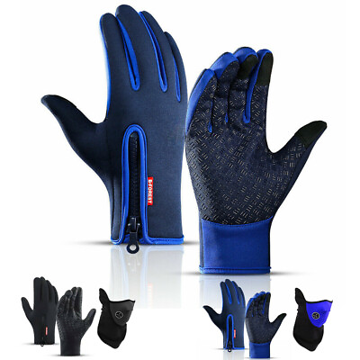#ad Thermal Waterproof Winter Gloves Touch Screen Warm Mittens with Mens Face Mask $12.29