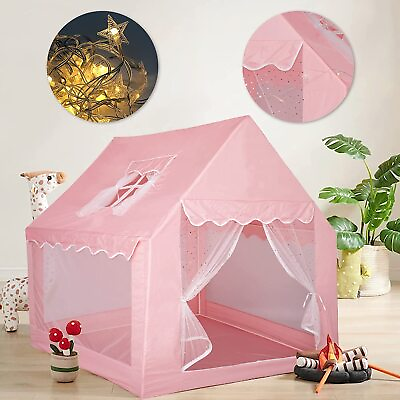 #ad Pink Princess Castle Play Tent Kids Girls Playhouse fr Indoor Outdoor Game House $37.99