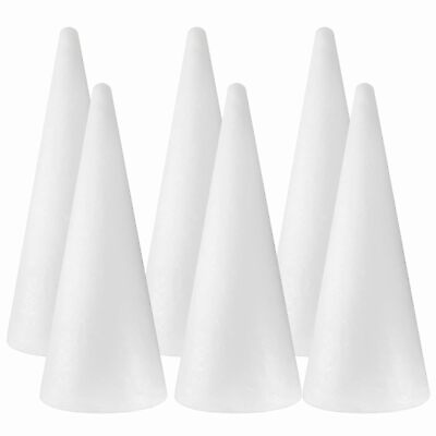 #ad 6 Pack Craft Foam Cones 3.7X11.7In White Polystyrene Cone Shaped Foam Foam $34.89
