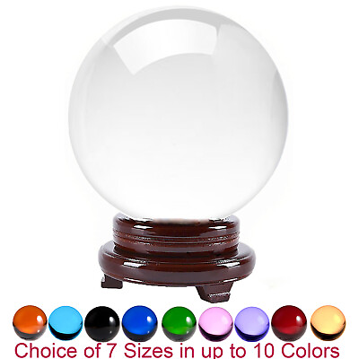 #ad Amlong Crystal Meditation Divination Sphere Crystal Ball with Wood Stand $19.97