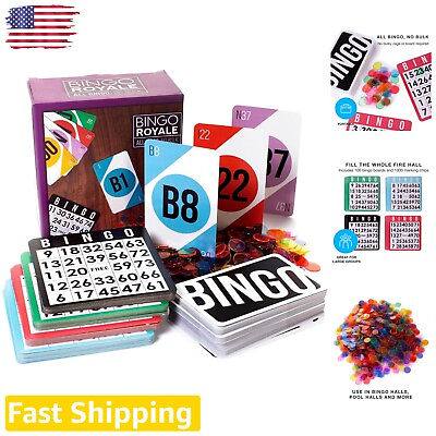 #ad Deluxe Bingo Game Set with 1000 Chips and Metal Cage Ultimate Fun for Groups $43.99
