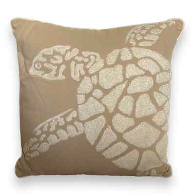 #ad Threshold Sea Turtle Decorative Toss Pillow NEW Tan Cream 18quot; Square $35.00