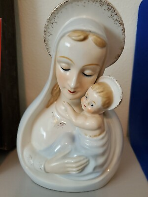 #ad Virgin Mary Blessed Mother Holding Jesus Planter $9.99