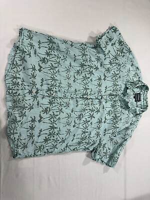#ad Bonobos Shirt Mens Short Sleeve 100% Linen Palm Tree Green Slim Fit Sz XXL Long $18.90