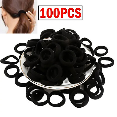#ad 100x Women Girls Hair Band Ties Rope Ring Elastic Hairband Ponytail Holder Black $9.99