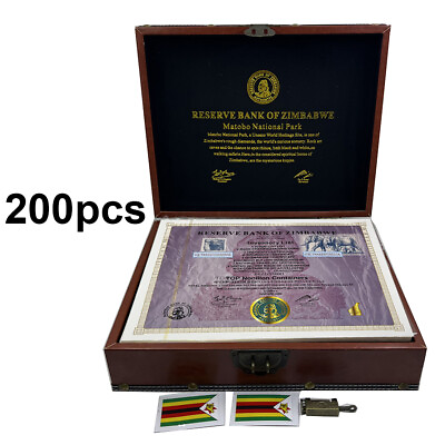 #ad 200pcs Zimbabwe Banknotes Top Nonillon Containers With UV Mark in red Gift box $559.50