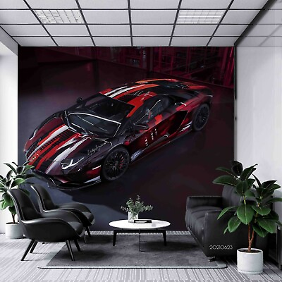 #ad 3D Red Sports Car Self adhesive Removeable Wallpaper Wall Mural 1018 AU $179.99