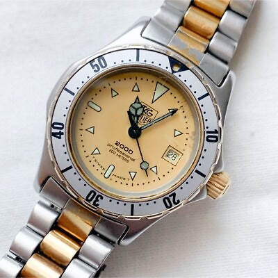 #ad Tag Heuer Professional 2000 Watch Ladies Gold Quartz 28mm Vintage Round Date $254.00
