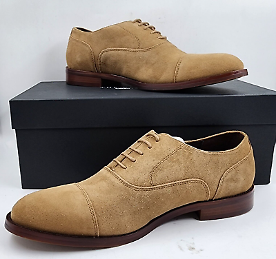 #ad The Men#x27;s Store at Bloomingdale#x27;s Lace up Cap Toe Dress Shoes Mens 9.5 Tan Suede $97.50