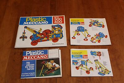 #ad 1970#x27;s Vintage Plastic Meccano Instruction Manuals Set 100 amp; 200 Sets 300 400 $25.00