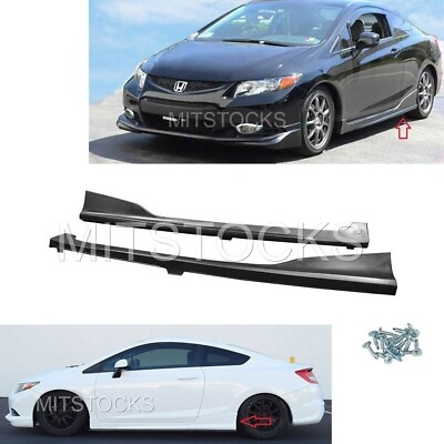 #ad Fits 12 15 Civic Coupe HF P Style Side Skirts Extension Rocker Panel Pair PU $238.88