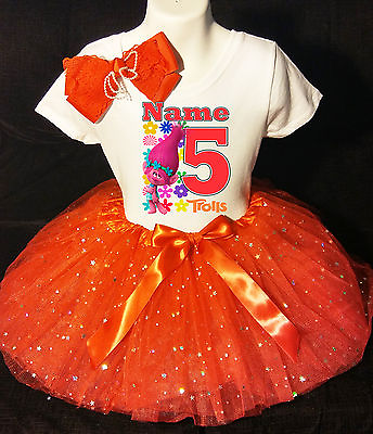 #ad Trolls Poppy 5th fifth 5 Birthday ***With NAME*** Red Tutu Dress Fast Shipping $20.50