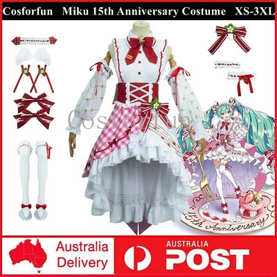 #ad Hatsune Miku 15th Anniversary Costume Cosplay Anime Strawberry Lolita Dress Up AU $178.89