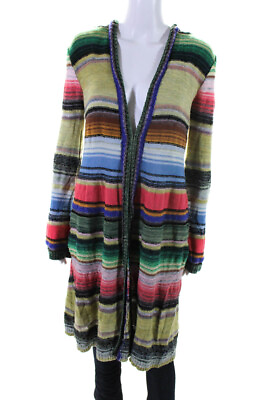 #ad Free People Womens Striped Hooded Open Front Cardigan Green Pink Blue Size S $42.71