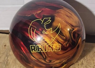 #ad Brunswick Rhino Pearl Bowling Ball 13lb. Preowned Red Black Gold $20.00