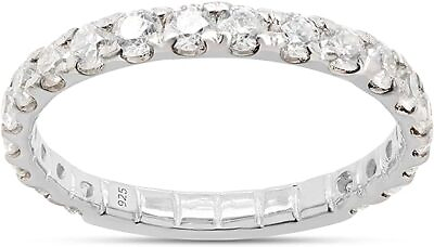 #ad 1ct Lab Created Round Moissanite Eternity Engagement Band Ring Sterling Silver $63.37