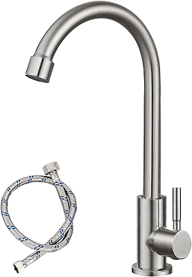 #ad Brushed Nickel Kitchen Faucet Cold Water Only 1 Hole Single Handle 360 Degree Sw $24.33