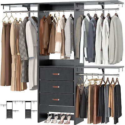 #ad 60#x27;#x27; Walk In Closet Organizer System with 3 Adjustable Shelves Clothes Storage $199.98