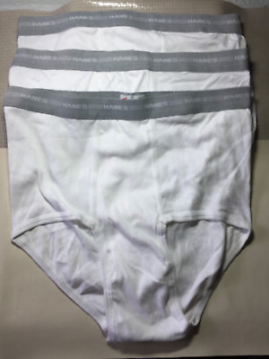 #ad 3 42quot; XL Vintage HANES Gray Band White Stitched Logo Long Fly Full Briefs 40quot; $34.00