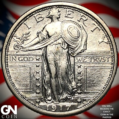 #ad 1917 D TYPE 1 Standing Liberty Quarter Y0806 $298.00