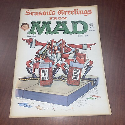 #ad 1962 January MAD MAGAZINE #68 Santa Cover Dick Martin Fraternities ￼ $40.00