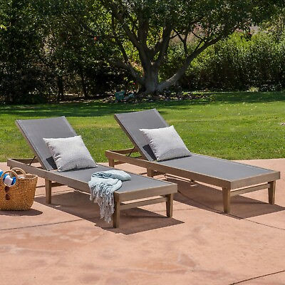 #ad Shiny Outdoor Mesh and Wood Chaise Lounge Set of 2 $493.00