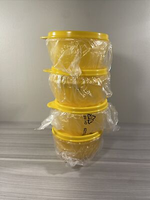 #ad New Tupperware Set Of 4 ideal Lit#x27;l Bowls Lemon Yellow 8 Oz Capacity $23.84