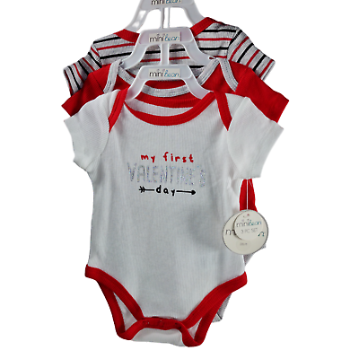 #ad Mini Bean My First Valentines Baby one Piece 3 Pack Size 3 6 Months $13.99