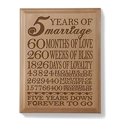 #ad 5th Anniversary Engraved Natural Wood Plaque 5th 5 years of Marriage $45.23