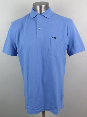 #ad Mens Faconnable Madison Polo Shirt Short Sleeve Size M New Blue Cotton Stretch $29.99