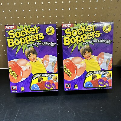 #ad LOT OF 2 SOCKER BOPPERS INFLATABLE BOXING PILLOWS BLUE amp; BLUE RED NEW $27.55