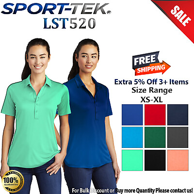 #ad Sport Tek LST520 Womens Short Sleeve Dri Fit Moisture Wicking UV Polo Shirt $16.80