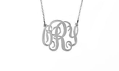 #ad HANDMADE Personalised Monogram Necklace 925 Sterling Silver 1#x27;#x27; 1mm thickness GBP 24.99