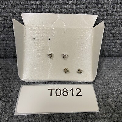 #ad 1 4 Cttw Diamond 2 Pair Box Set Earrings Diamond amp; Silver Stud Earrings $71.43