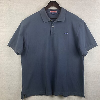 #ad Vineyard Vines Mens Navy XL Polo Short Sleeve Embroidered Whale Logo 00% Cotton $22.29