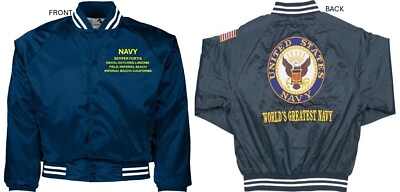#ad NAVAL OUTLYING FIELD IMPERIAL BEACH*EMBROIDERED SATIN JACKET OFFICIALLY LICENSED $179.95
