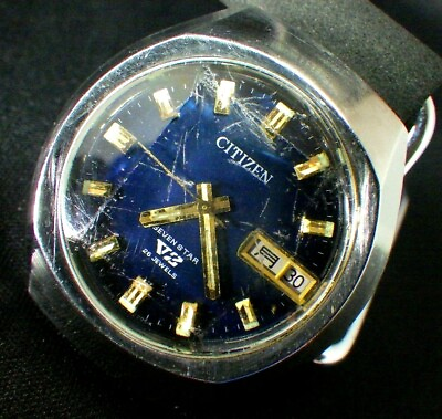 #ad Vintage Citizen Seven star V2 26j Automatic Watch Cut Glass 4 77106 Kanji #077b $139.80