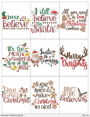 #ad CHRISTMAS QUOTES COLLECTION 05 EMBROIDERY MACHINE DESIGNSPES JEF HUS $7.95
