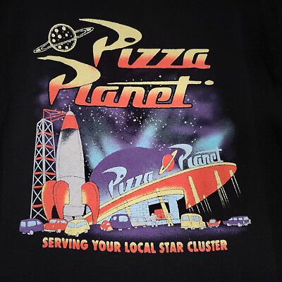 #ad Disney Toy Story Pizza Planet Shirt ADULT 3XL XXXL BLACK Pixar CASUAL ALIEN NWT $14.98