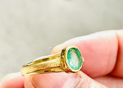 #ad Immaculate Genuine Columbian Emerald Set In Pure 22k Yellow Gold Size 9 US $899.00