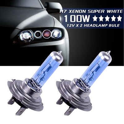 #ad 2 Pc White 12V H7 100W 8500K Xenon Lamp Super Bright Halogen Car Headlight Bulbs $13.06