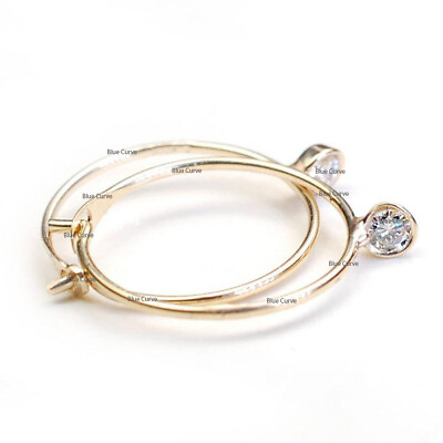 #ad Natural Diamond Bezel Set 14K Yellow Gold Hoop Earrings Fine Christmas Jewelry $388.70