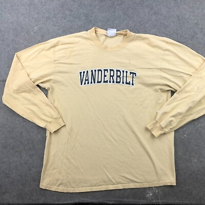 #ad Vanderbilt Commodores Shirt Men XL Beige Long Sleeve Spell Out Logo Champion* $18.98