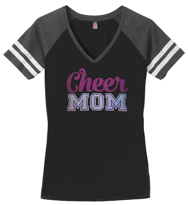 #ad Women#x27;s Cheer Mom Cheer leading T Shirt Ladies Shirt S 4XL V Neck $26.99