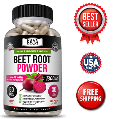 #ad Organic Beet Root Powder Capsule 1300mg per serving Aids in Healthy Circulation $9.98
