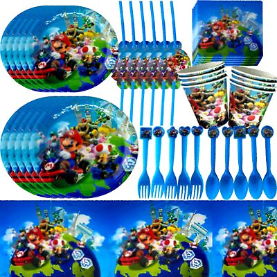 #ad Super Brothers Birthday Party Supplies Decorations Cartoon Mario SpoonsFork... $38.10