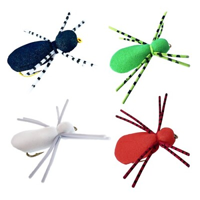 #ad 4 Foam Spider Flies Assorted #12 Fly Fishing Set for Bluegill Trout Panfish $8.99